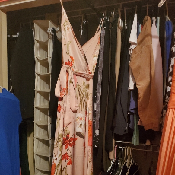 Long (floor length) Prom/guest of wedding/special event Pink&Red flowerball gown - Picture 2 of 4